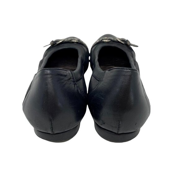 AGL Womens Icon Ballet Flat Shoes Black Leather Buckle Round Toe Italy 8 EUR 38 - Picture 6 of 9